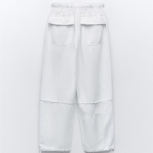 ZARA NWT LINEN BLEND CARGOS PANTS - Picture 7 of 11